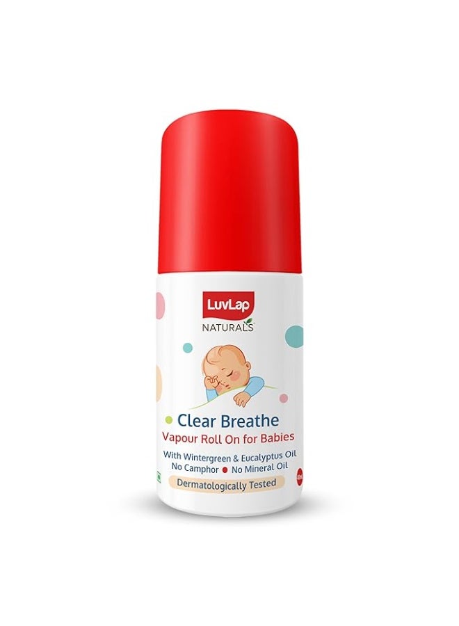 LuvLap Naturals Clear Breathe Vapour Roll On for Cough, Cold, Nose Block & Chest Congestion, with Eucalyptus Oil, No Camphor & Mineral Oil, 40ml, Dermatologically Tested - Image 1